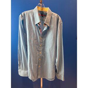 Robert Graham XL Tailored Fit Mens Shirt W/ Contrasting Cuffs Blue 100% Cotton M